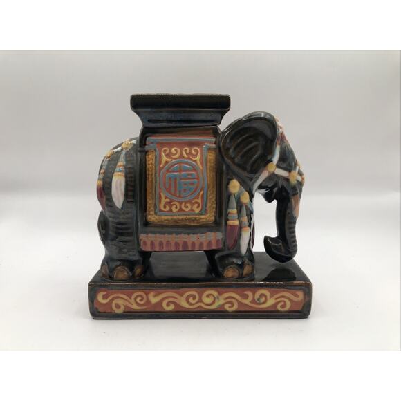 Vintage Regal Elephant Good Fortune Ceramic Statue Figurine 7" X 7" READ DESCRIP - Picture 1 of 8